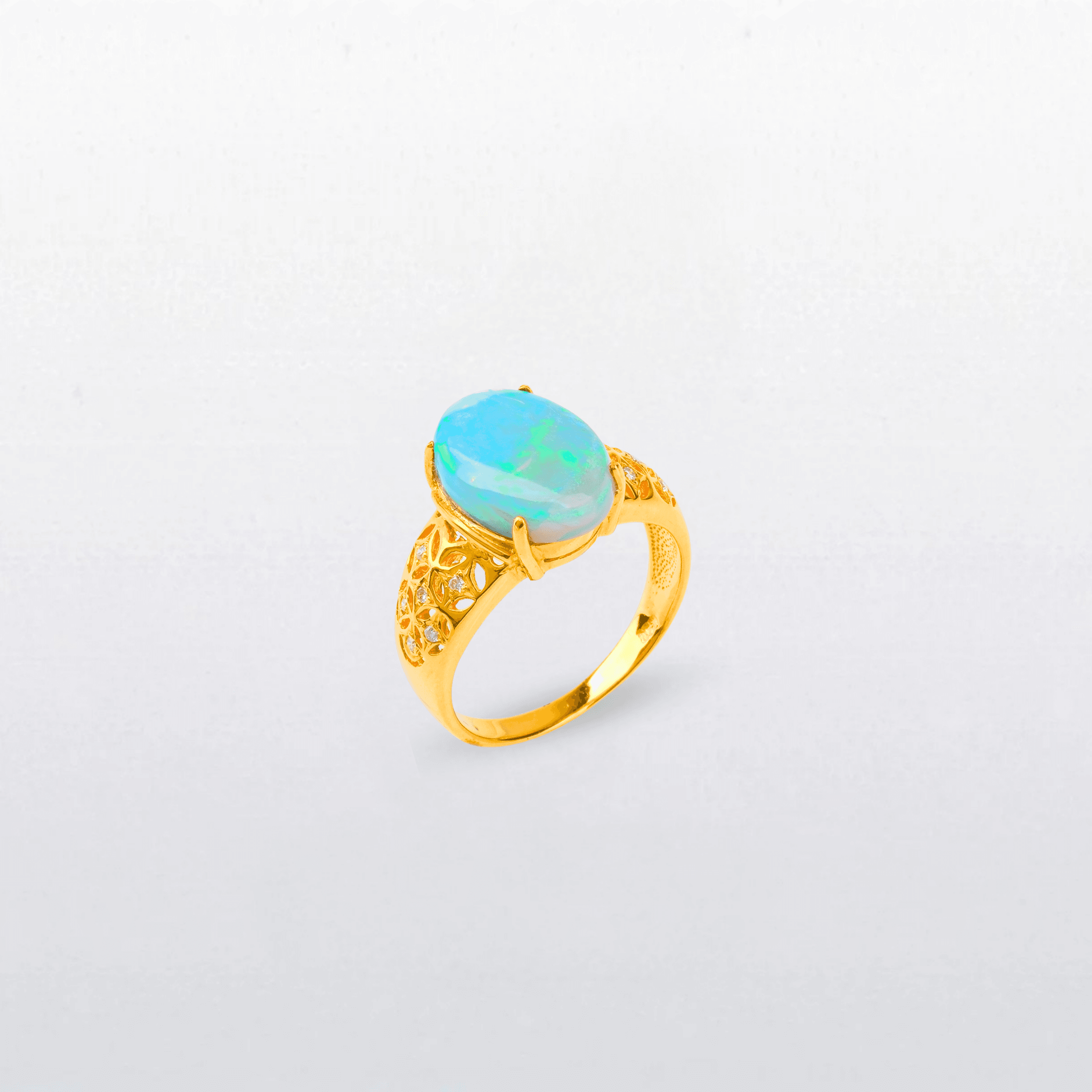 AR3908 8920 1 Classic Opal & Diamond Ring (AR3908) - Image 1