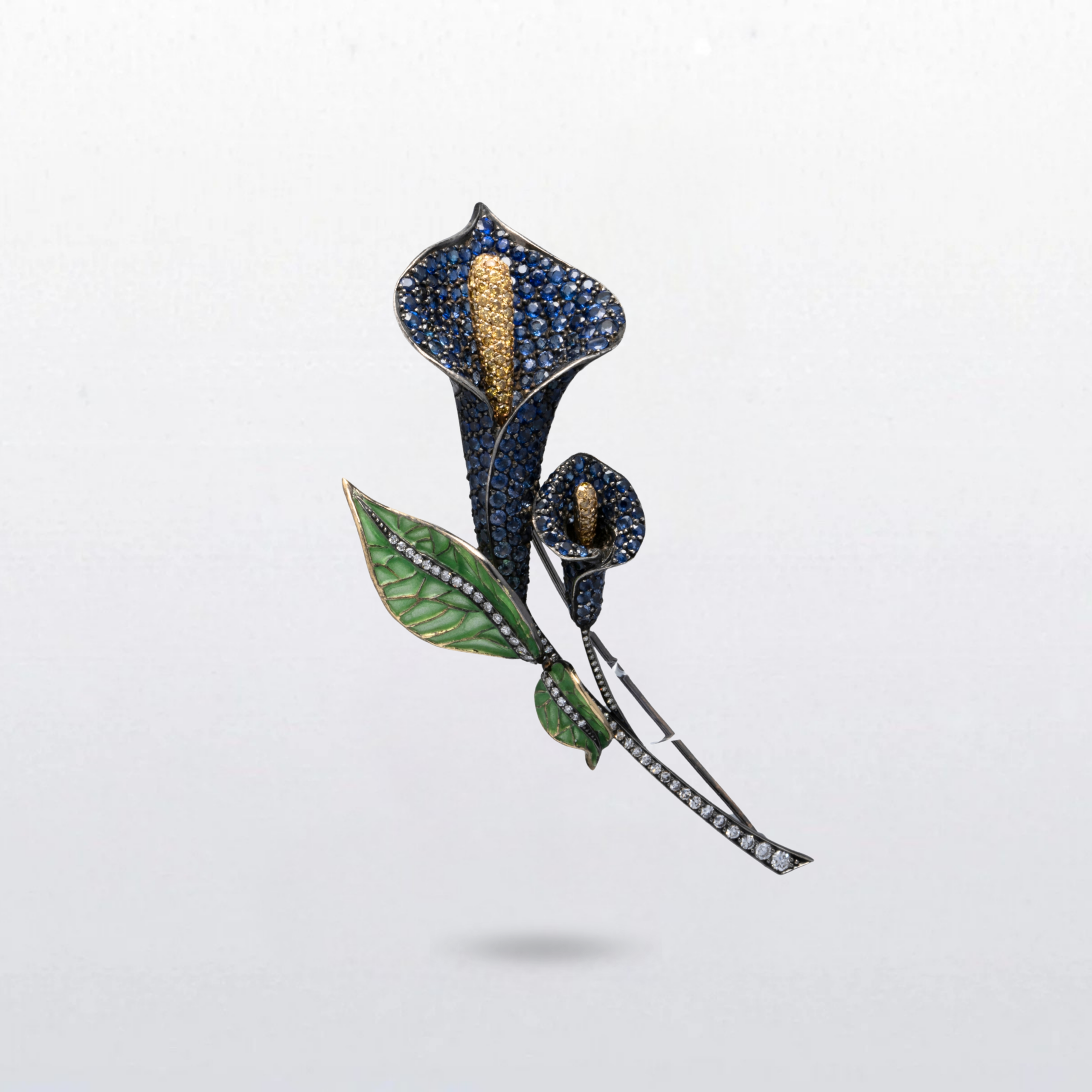 AE2292 56160 JIA Blue & Yellow Sapphire Calla Lily Brooch (AE2292) - Image 1